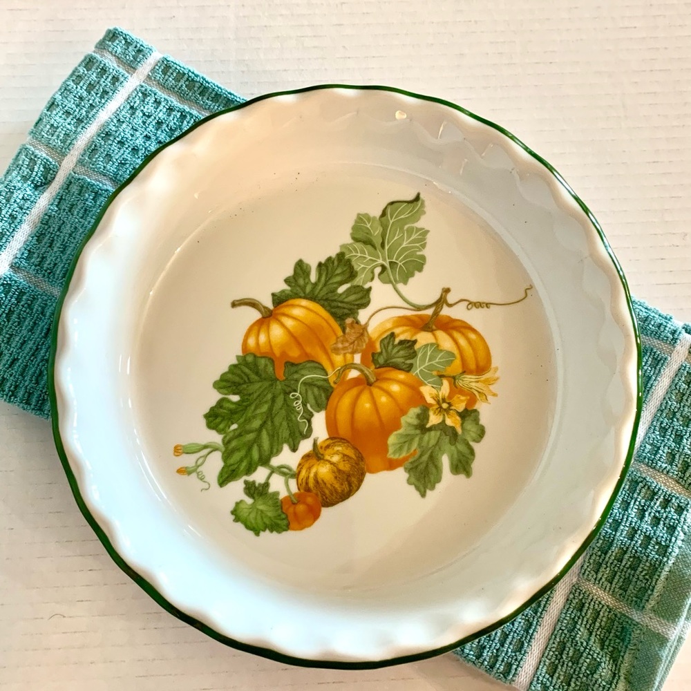 Vintage Porcelain Pie Plate Pumpkins Apilco France Fall Thanksgiving
